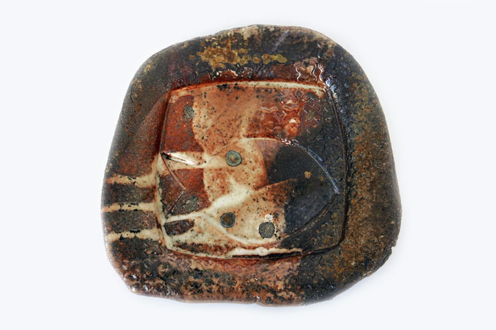 'Fischplatte', Steinzeugmasse, Shinoglasur, Salz-Holzbrand, ∅ 20 cm